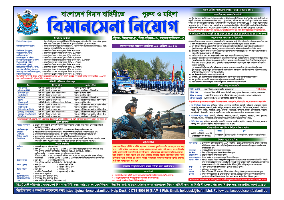 Bangladesh Air Force circular 2022 ।  বাংলাদেশ বিমান বাহিনী নিয়োগ সার্কুলার