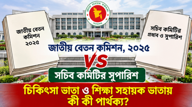চিকিৎসা ও শিক্ষা সহায়ক ভাতায় বড় পার্থক্য